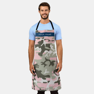 Delantal Camuflaje rosa y verde Tu nombre Personaliza