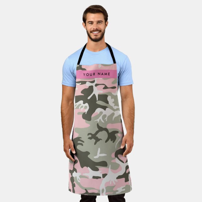 Delantal Camuflaje rosa y verde Tu nombre Personaliza (Gastado)