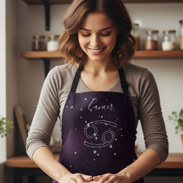 Delantal Cáncer morado Rótulo Zodiaco Astrología Apron