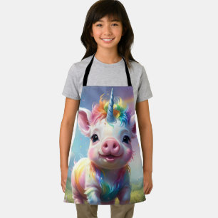 Delantal "Canchas mágicas: el cerdo unicornio arcoiris"