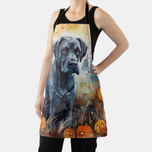 Delantal Cane Corso de Halloween con calabazas espeluznante