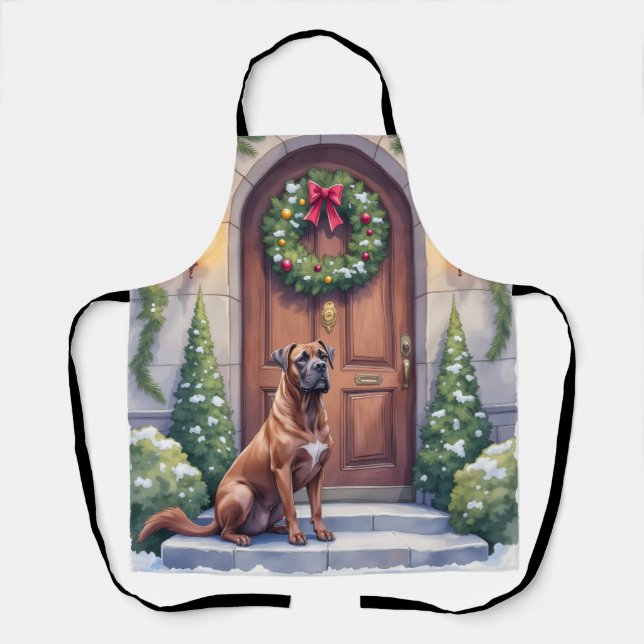 Delantal Cane Corso Grand Door Evergreen Christmas Art (Anverso)