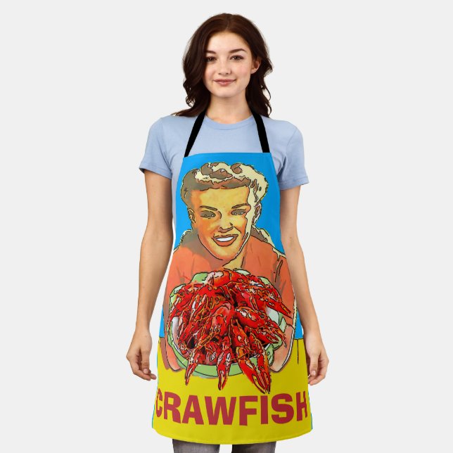 Delantal Cangrejo de río, langosta agregar texto, Apron (Gastado)