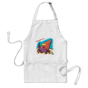 Delantal Cangrejo ermitaño gracioso personalizado morado