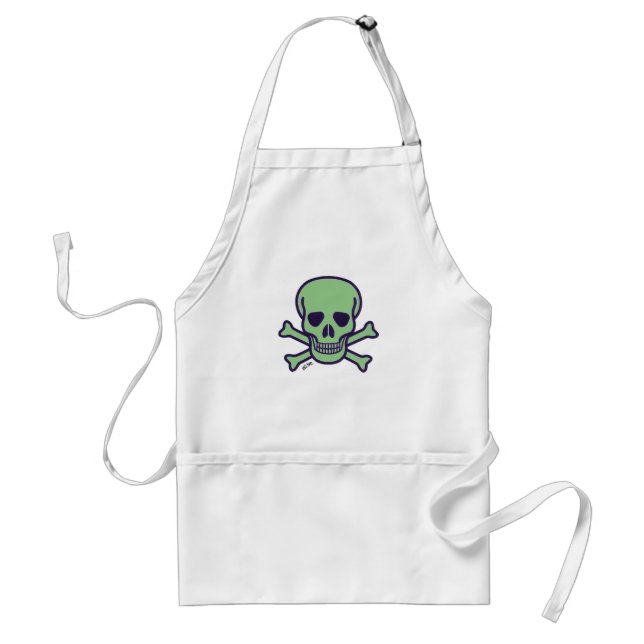 Delantal Capa de cocinero blanco de Green Skull (Frente)