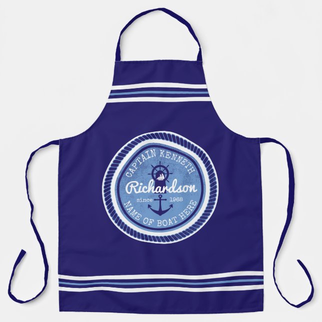 Delantal Capitán Vintage Anchor de cuerdas náuticas (Anverso)