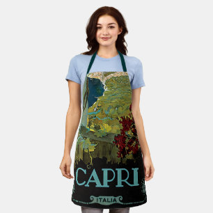 Delantal Capri, Italia, Arte de cartel de viaje antiguo Ita