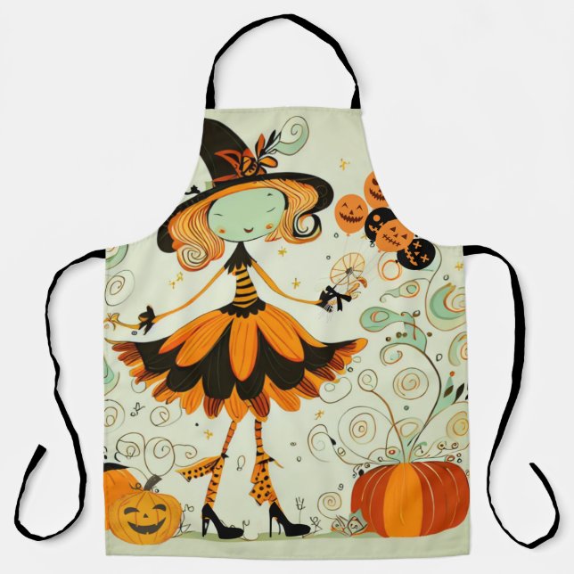 Delantal capricho/bruja/calabaza/caída (Anverso)