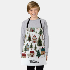 Delantal caprichoso de Navidad – Nombre del niño