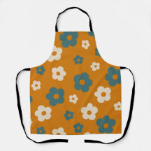 Caprichoso Floral Retro Marrón y Azul, Alegre