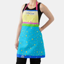 Delantal Caprichoso Pastel Aqua, Rosa, Amarillo, Verde Azul