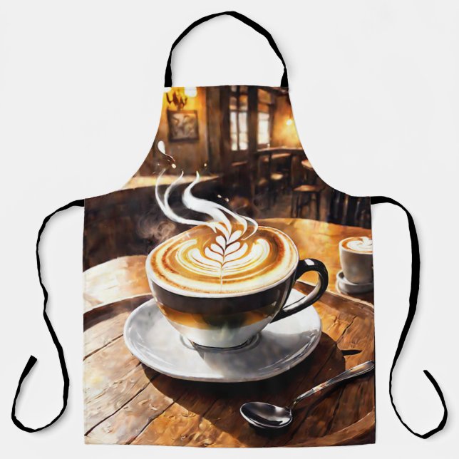 Delantal Capuchino espumoso girando Café. Diseño (Anverso)