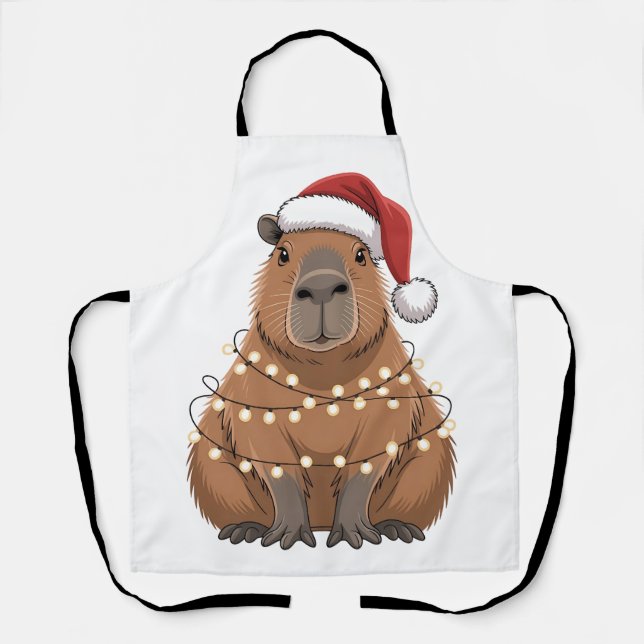 Delantal Capybara Navidad Coincidencia Funny Santa (Anverso)