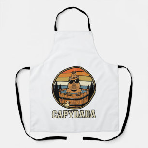 Delantal Capydada Capybara Papá Diseño Vectorial Retro Bañe