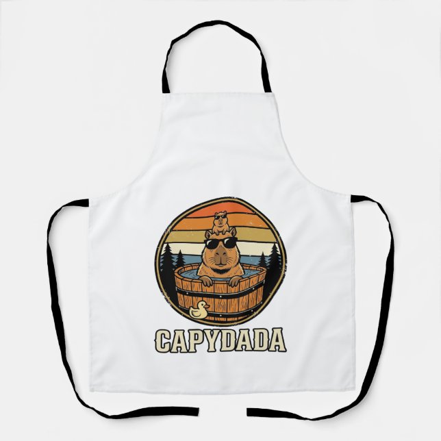 Delantal Capydada Capybara Papá Diseño Vectorial Retro Bañe (Anverso)