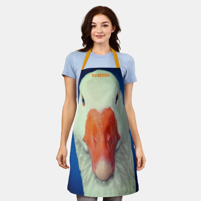 Delantal Cara de ganso blanco suave personalizada (Gastado)