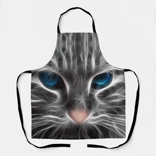 Delantal Cara de Gato Azul Impresionante (Anverso)
