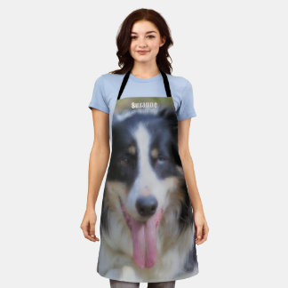 Delantal Cara de perro collie de borde personalizada
