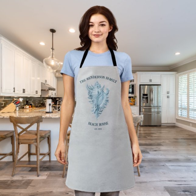 Delantal Caracol Azul de Concha (Blue Conch Shell Personalized Apron)