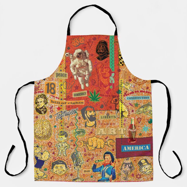 Delantal Carácter Collage-1 Apron de impresión general (Anverso)