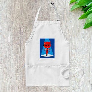 Delantal Carácter de superhéroe malvado negrita rojo y azul