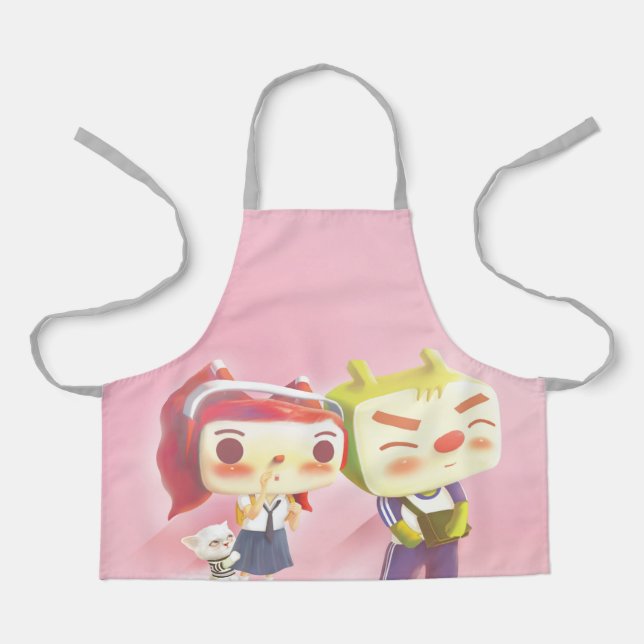 Delantal Caracteres caprichosos con gato (Anverso)