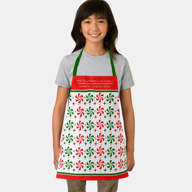 Delantal Caramelo de menta personalizado de Navidad (in situ)