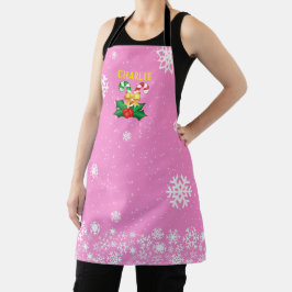 Delantal Caramelos Navideños y Copos de Nieve ROSA