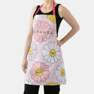 Delantal Caras de flores personalizadas de Kawaii Pastel Da