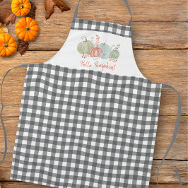 Delantal Carbón Gingham Check "Hello Pumpkin Fall"