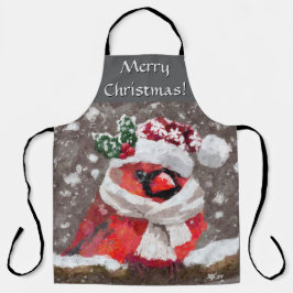 Delantal Cardenal Bird Scarf y Gorra en Navidades de nieve
