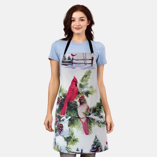 Delantal Cardenales en la nieve (Gastado)