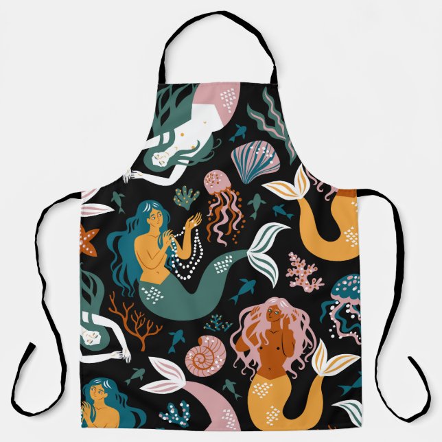 Delantal Carefree Mermaids Seashells Vintage Design (Anverso)