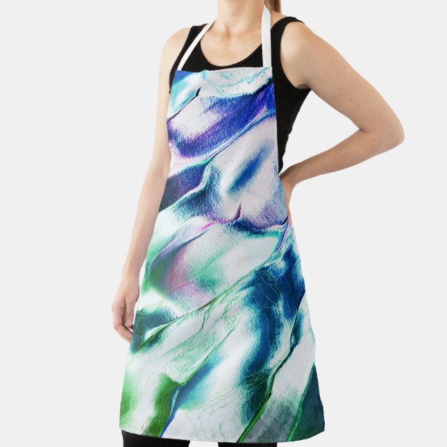 Delantal Cargado de mancha mate metalizado, verde a azul de (in situ)