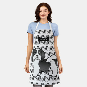 Delantal Caricatura Cuta De Habanés Blanco Y Negro Perro Y 