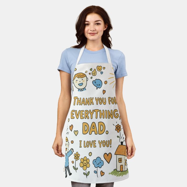 Delantal Caricatura de "Gracias papá" Arte (Gastado)