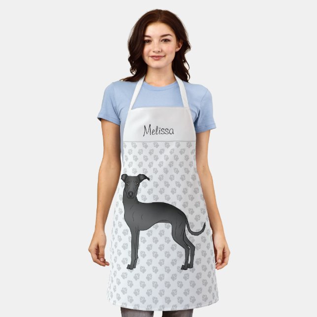 Delantal Caricatura de un perro de un grifo negro italiano  (Gastado)