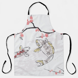 Delantal carpa koi pez naturaleza paisaje vista sketch illu