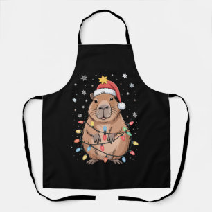 Delantal Carpincho De Navidad Con Gorro De Santa Luces De N