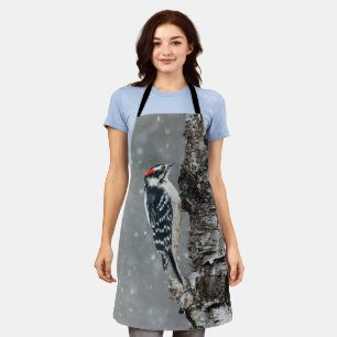 Delantal Carpintero lechoso en nieve - Fotografía original