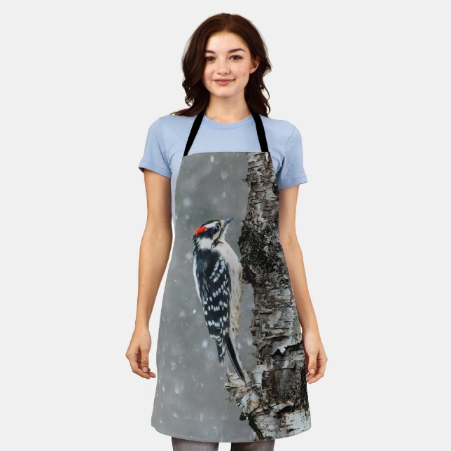 Delantal Carpintero lechoso en nieve - Fotografía original (Gastado)