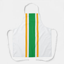 Delantal Carreras Amarilla Verde Brillante En Blanco