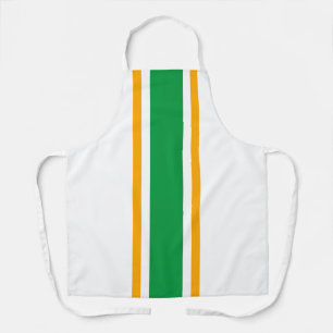 Delantal Carreras Amarilla Verde Brillante En Blanco