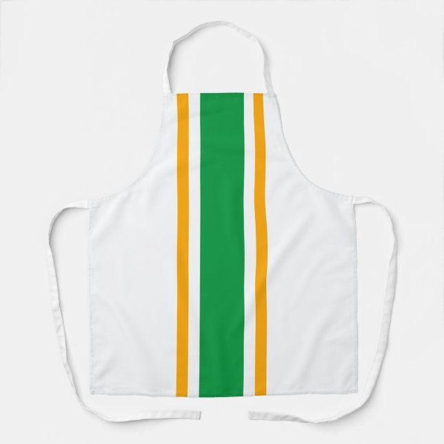 Delantal Carreras Amarilla Verde Brillante En Blanco (Anverso)