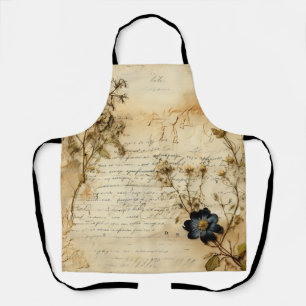 Delantal Carta de amor de pergamino vintage con flores (5)