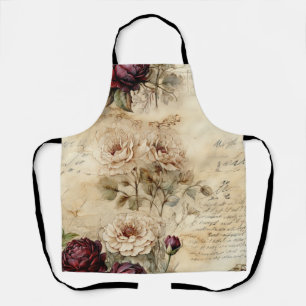 Delantal Carta de amor de pergamino vintage con flores (7)