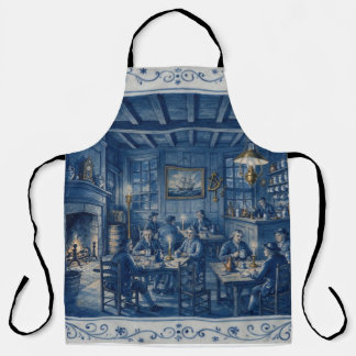 Delantal Casa de café de Boston MA 1700 Delft Blue Art