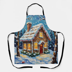 Delantal Casa de pan de jengibre vintage en invierno encant