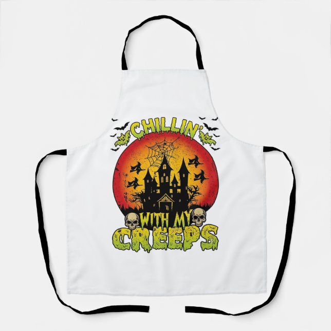 Delantal Casa Embrujada de Chillin Creeps Brujas de Hallowe (Anverso)