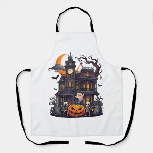Delantal Casa Embrujada de Halloween Esqueletos Calabaza Fa